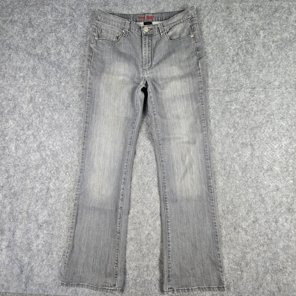 Fabrizio Gianni Jeans Womens 12‎ Grey Bootcut Stretch Embroidered Pocket Denim